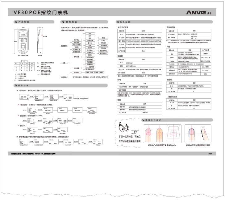 VF30經(jīng)典款指紋門禁機(jī)快速指南 V1.7 